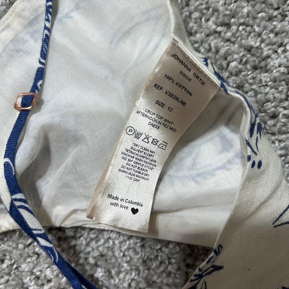 Johanna Ortiz Womens Sz 12 White Afternoon in Fez Linen Crop Bralette Top Cream - Picture 8 of 12